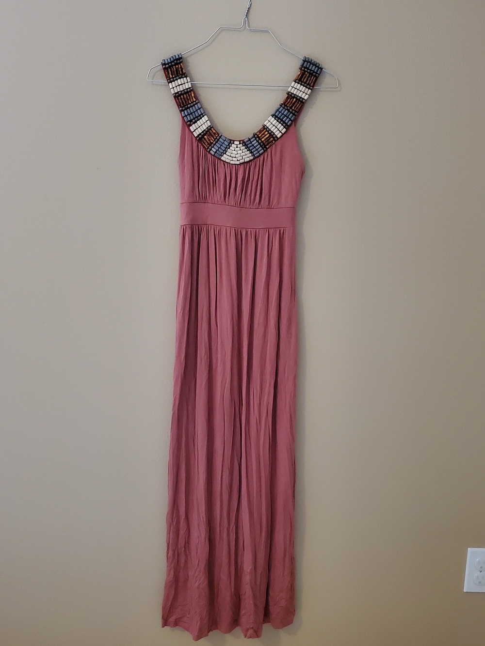 Beaded Dusty Rose Maxi Dress
